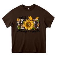 Chocolate Brown with god all things are possible Heavy Core Tee - texasbilliewilder
