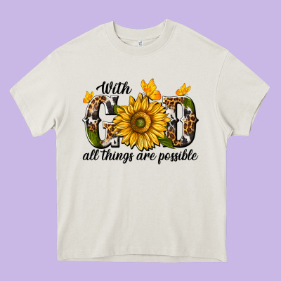 With God All Things Are Possible Heavy Core Tee Designed By Texasbilliewilder