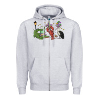 Heather Grey mardi gras alligator crawfish pelican Zipper Hoodie - MaliasSmallBusiness