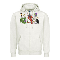 Oatmeal Heather mardi gras alligator crawfish pelican Zipper Hoodie - MaliasSmallBusiness