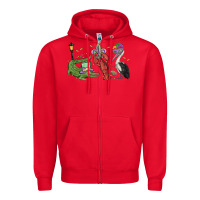 Red mardi gras alligator crawfish pelican Zipper Hoodie - MaliasSmallBusiness