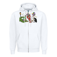 White mardi gras alligator crawfish pelican Zipper Hoodie - MaliasSmallBusiness