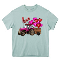 Arona Valentine's day pink tractor with pin heart balloons Heavy Core Tee - RanaPortraitStore