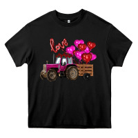 Black Valentine's day pink tractor with pin heart balloons Heavy Core Tee - RanaPortraitStore