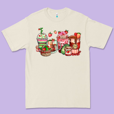 Strawberry Farm Fresh Coffee Cups Premium Tee Designed By Zillion Design Studio