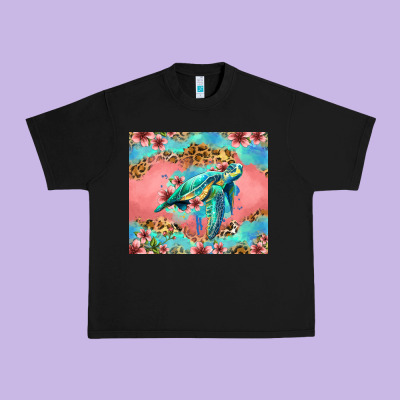Floral Turtle Urban Heavy Tee Designed By Jasminsmagicworld