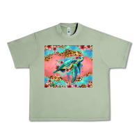 Oil Green floral turtle Urban Heavy Tee - Jasminsmagicworld