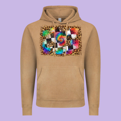 Race Leopard And Tie Dye Background Vintage Hoodie Designed By Hra Design Shop
