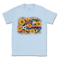 Dusty Blue serape cowhide sunflower background Classic Tee - AdoDesignShop
