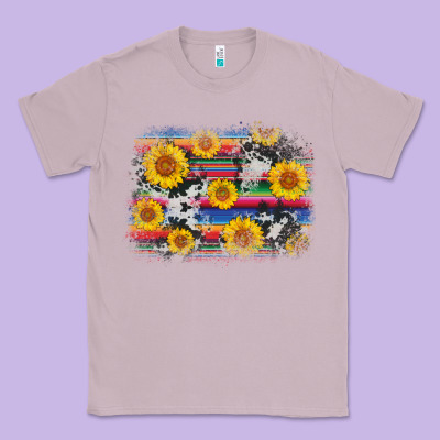 Serape Cowhide Sunflower Background Classic Tee Designed By Adodesignshop