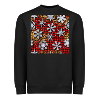 Black christmas snow crystals with plaid seamless pattern Heavyweight Sweatshirt - BundleAndBundleShop