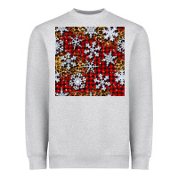 Heather Grey christmas snow crystals with plaid seamless pattern Heavyweight Sweatshirt - BundleAndBundleShop