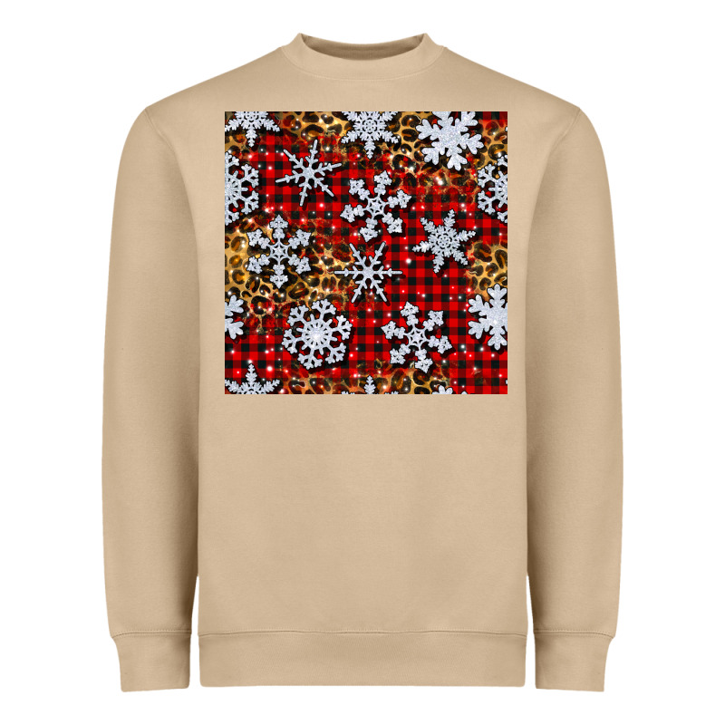 Christmas Snow Crystals With Plaid Seamless Pattern Heavyweight Sweatshirt by BundleAndBundleShop | Teevron