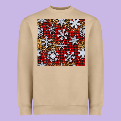 Christmas Snow Crystals With Plaid Seamless Pattern Heavyweight Sweatshirt Designed By Bundleandbundleshop