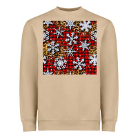 Mushroom christmas snow crystals with plaid seamless pattern Heavyweight Sweatshirt - BundleAndBundleShop