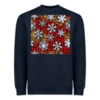 Navy christmas snow crystals with plaid seamless pattern Heavyweight Sweatshirt - BundleAndBundleShop