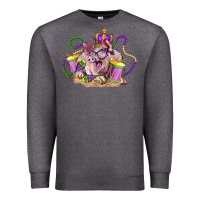 Charcoal Heather Mardi Gras pig Premium Sweatshirt - LillyAllenDesigns