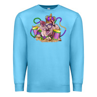 Ocean Blue Mardi Gras pig Premium Sweatshirt - LillyAllenDesigns