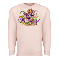 Pale Pink Mardi Gras pig Premium Sweatshirt - LillyAllenDesigns