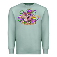 Seafoam Mardi Gras pig Premium Sweatshirt - LillyAllenDesigns
