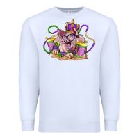 White Mardi Gras pig Premium Sweatshirt - LillyAllenDesigns