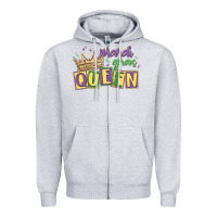Heather Grey mardi gras queen Zipper Hoodie - MaliasSmallBusiness