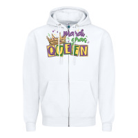White mardi gras queen Zipper Hoodie - MaliasSmallBusiness