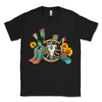 Black wheel bull skull western cowboy Classic Tee - AdoDesignShop