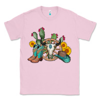 Bubblegum Pink wheel bull skull western cowboy Classic Tee - AdoDesignShop