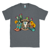 Charcoal Heather wheel bull skull western cowboy Classic Tee - AdoDesignShop