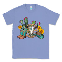 Colony Blue wheel bull skull western cowboy Classic Tee - AdoDesignShop