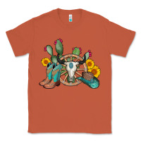 Copper wheel bull skull western cowboy Classic Tee - AdoDesignShop