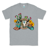 Heather Grey wheel bull skull western cowboy Classic Tee - AdoDesignShop