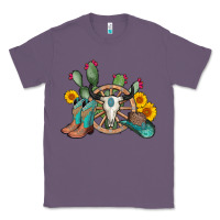 Lavender wheel bull skull western cowboy Classic Tee - AdoDesignShop