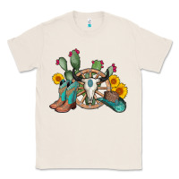 Natural wheel bull skull western cowboy Classic Tee - AdoDesignShop
