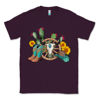 Plum wheel bull skull western cowboy Classic Tee - AdoDesignShop