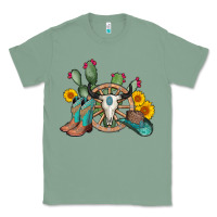 Sage wheel bull skull western cowboy Classic Tee - AdoDesignShop