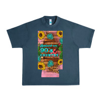 Midnight Navy raised 90's country guitar cactus sunflower's 12 oz can cooler  (slim) Urban Heavy Tee - Artiststas