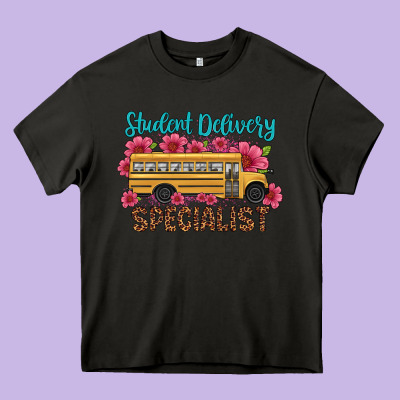 Student Delivery Specialist School Bus Heavy Core Tee Designed By Artiststas
