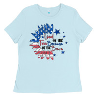 Baby Blue land of the free because of the brave Ladies Tee - MaliasSmallBusiness