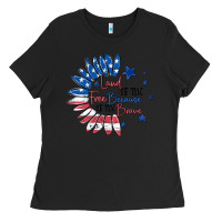 Black land of the free because of the brave Ladies Tee - MaliasSmallBusiness