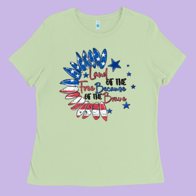 Ladies Tee land of the free because of the brave