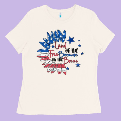 Ladies Tee land of the free because of the brave