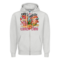 Dove Grey cupids favorite lunch lady Zipper Hoodie - MaliasSmallBusiness