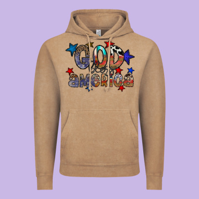 God Bless America Vintage Hoodie Designed By Cowhidedigitalart