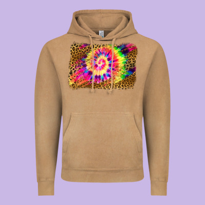 Leopard, Tie Die Backgraund Vintage Hoodie Designed By Jahusdesignshop