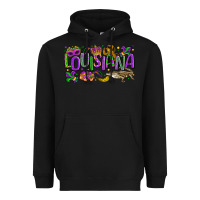 Black louisiana mardi gras Heavyweight Hoodie - LillyAllenDesigns