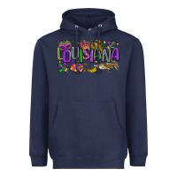 Navy louisiana mardi gras Heavyweight Hoodie - LillyAllenDesigns