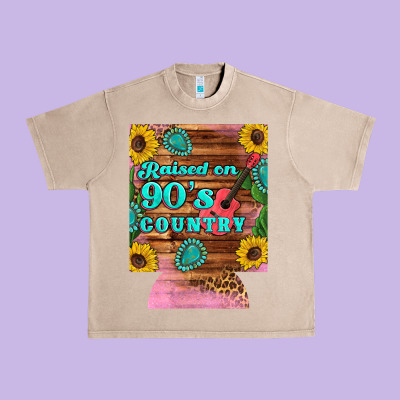 Raised 90's Country Guitar Cactus Sunflower's 12 Oz Can Cooler (regula Urban Heavy Tee Designed By Artiststas