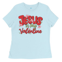 Baby Blue jesus is my valentine Ladies Tee - MaliasSmallBusiness